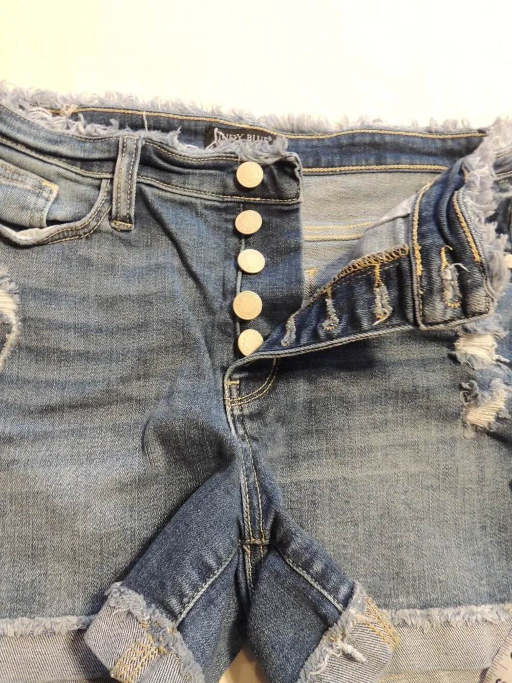Judy Blue Button Fly Shorts Woman Large Pockets Denim Jean Shorts